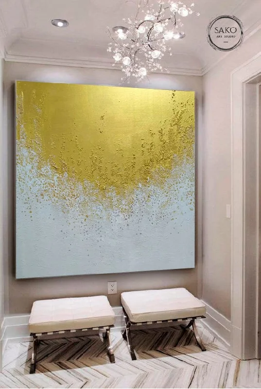 Gold White Abstract Painting Gold Contemporary Art Office Painting Sp018