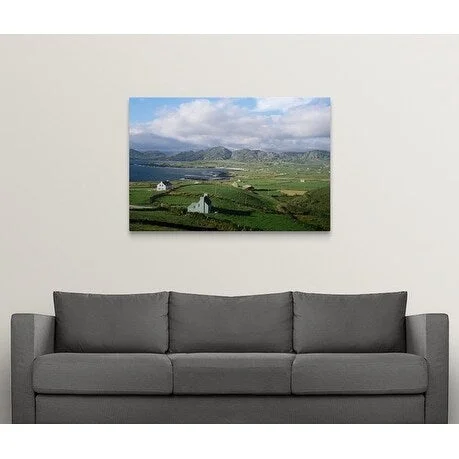 Holger Leue Premium Thick-Wrap Canvas entitled Cottages by the bay, Ireland, Europe