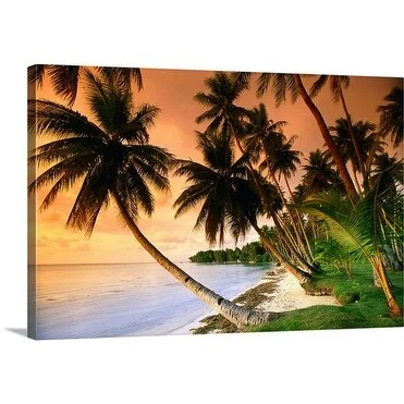 John Elk Premium Thick-Wrap Canvas entitled Palm trees on a beach, Federated States of Micronesia, Pacific