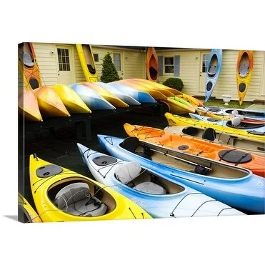 Lou Jones Premium Thick-Wrap Canvas entitled Kayaks, Dennisport, Massachusetts, New England