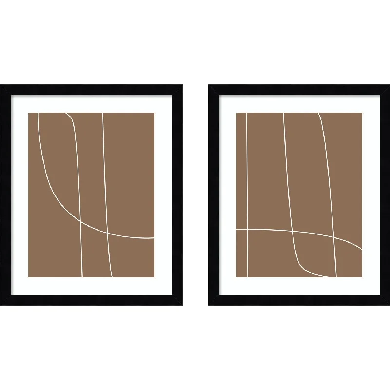 Modern Line Abstract Brown - set of 2 by The Creative Bunch Studio Framed Art Print