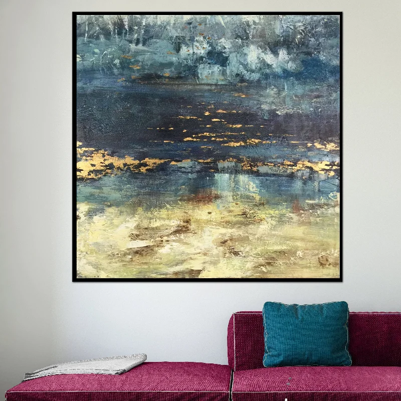 Nave Blue Yellow Painting Gold Contemporary Art Decor Sp010