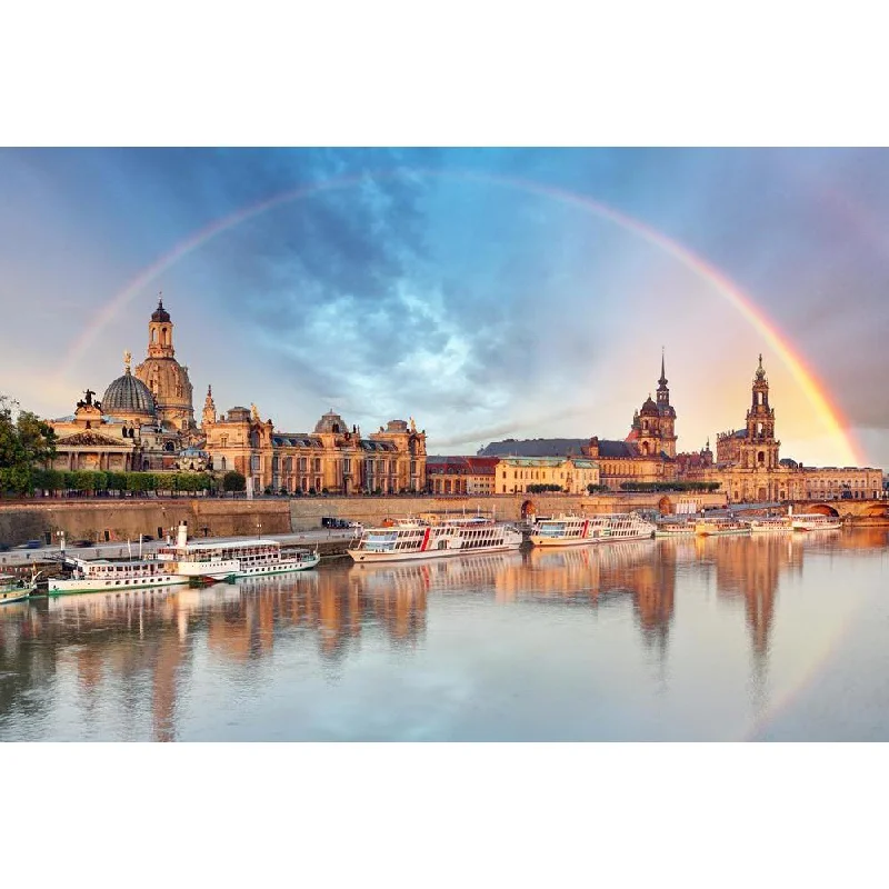 Pitaara Box Dresden, Germany Skyline With Elbe River, Europe Canvas Painting Synthetic Frame