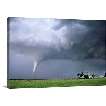 Premium Thick-Wrap Canvas entitled A strong tornado approaches a farmstead in Nebraska on June 9th, 2003.