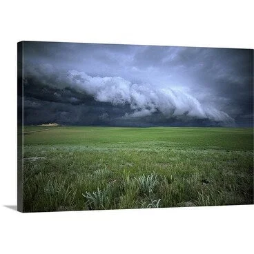 Premium Thick-Wrap Canvas entitled A thunderstorm approaches the green prairies of western Nebraska.