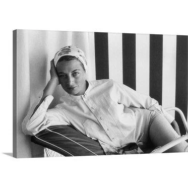 Premium Thick-Wrap Canvas entitled French actress Capucine, (Germaine Lefebvre) reclining wearing a head scarf.