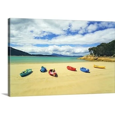 Premium Thick-Wrap Canvas entitled Kayaks at Trousers Point on Flinders Island, Strzelecki National Park, Tasmania