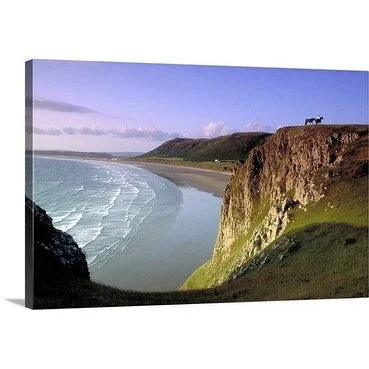 Premium Thick-Wrap Canvas entitled Landscape, Worms Head, West Glamorgan, Wales.