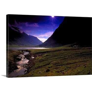 Premium Thick-Wrap Canvas entitled Stream near mountains, Glencoe, Highland, Scotland.