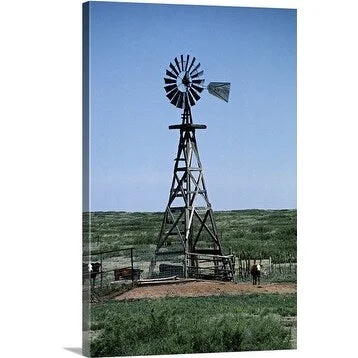 Premium Thick-Wrap Canvas entitled Windmill and cattle tank, Texas