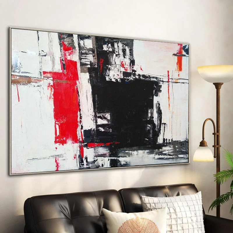 Red Black And White Abstract Canvas Painting Texture Paintings On Canvas Sp056