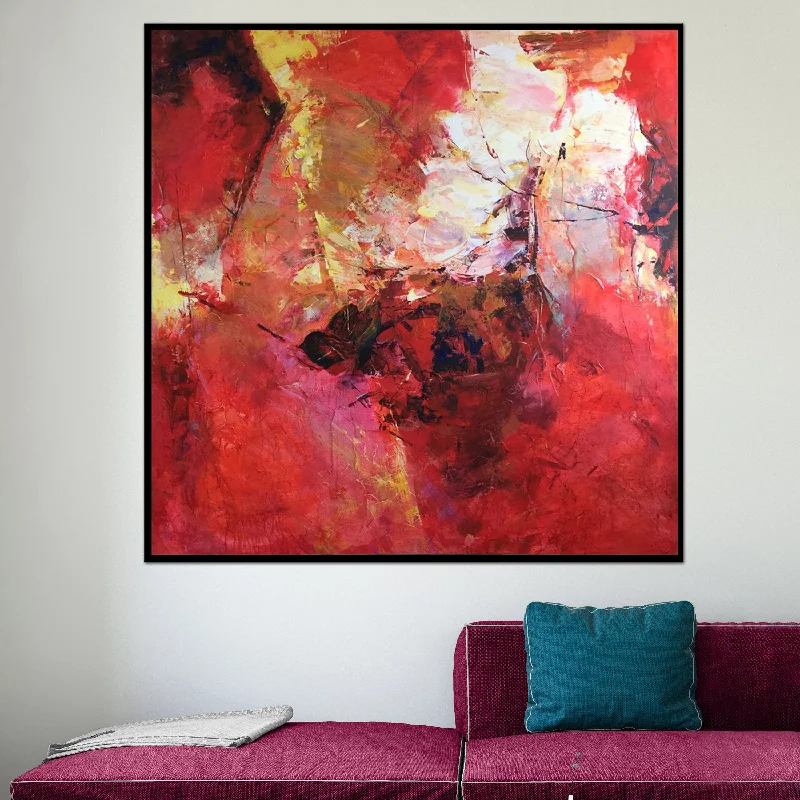 Red Yellow Abstract Painting On Canvas Dining Room Wall Art Sp038