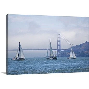 Roberto Gerometta Premium Thick-Wrap Canvas entitled Sail boats by the Golden Gate Bridge, San Francisco, California