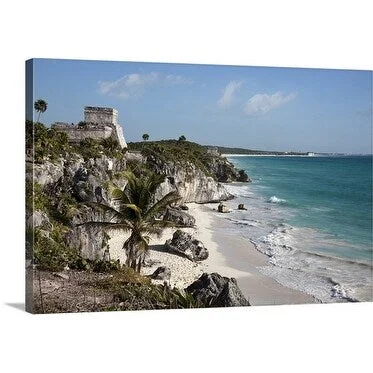 Sean Caffrey Premium Thick-Wrap Canvas entitled Tropical beach castle, Quintana Roo, Tulum, Mexico