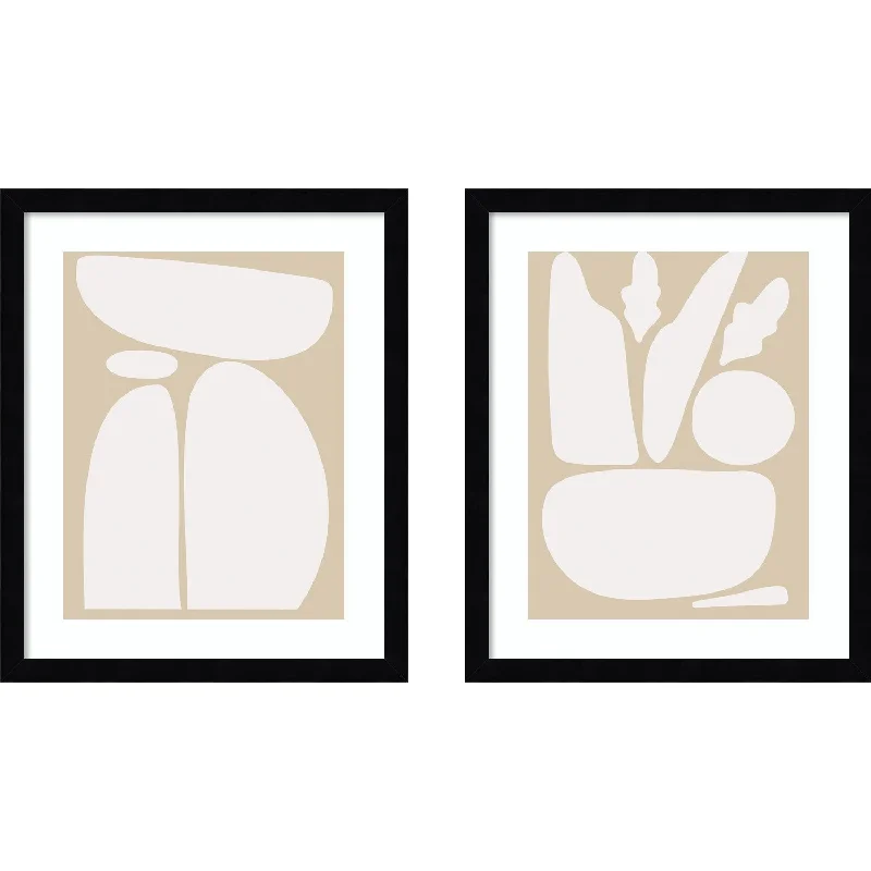 Zen Botanical Rocks Neutral - set of 2 by The Creative Bunch Studio Framed Art Print